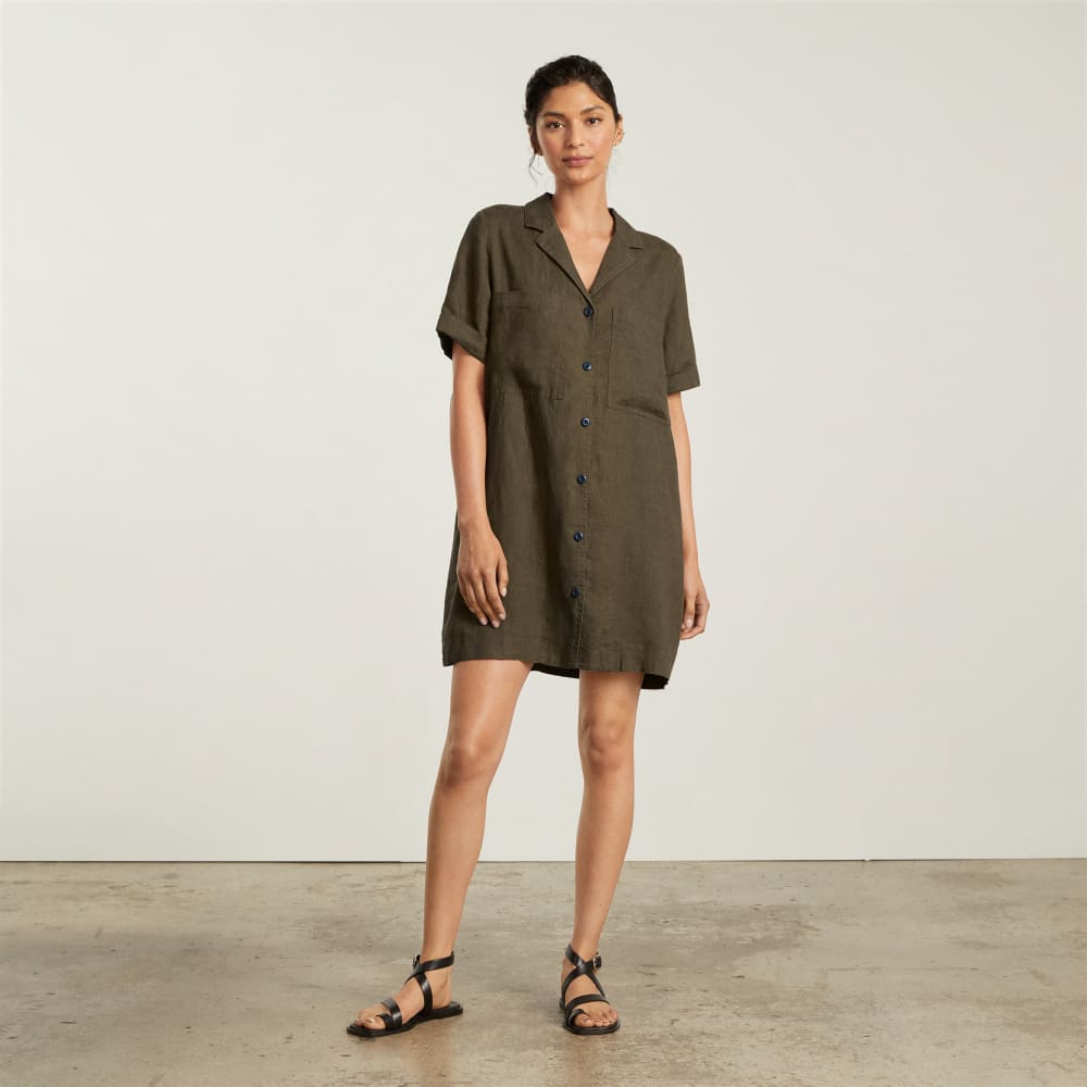 The Linen Workwear Dress in Beech — alternate view