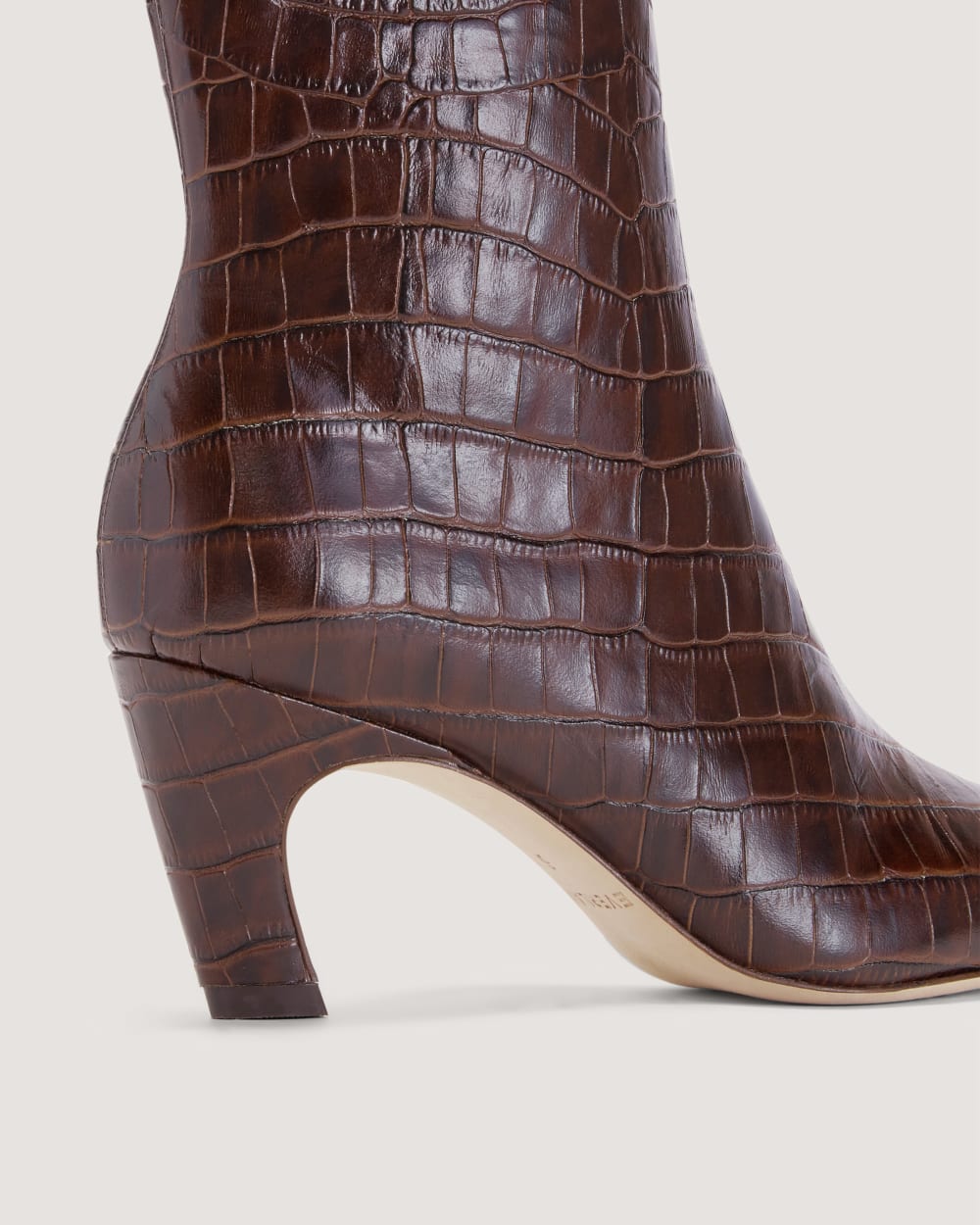 The Short Banana Boot in Brown Crocodile — detail view