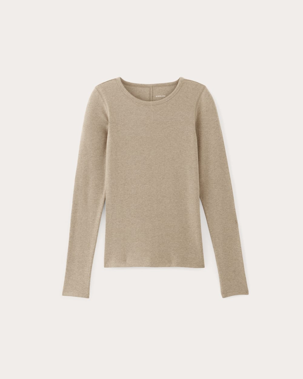 The Luxe Rib Long-Sleeve Crew in Heathered Tan — alternate view
