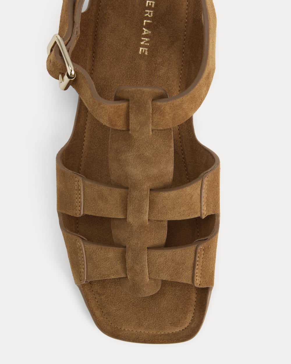 Made in Italy Opanka Sandal in Biscott Suede — detail view