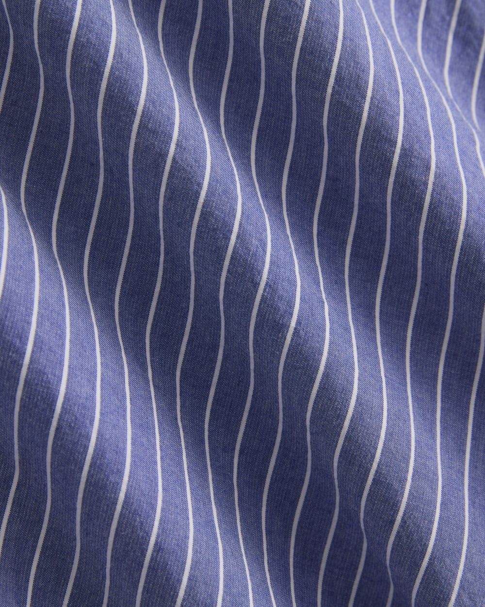 Oversized Cinched Shirt in Ultrasoft Cotton in Mazarine Blue / Optic White — detail view