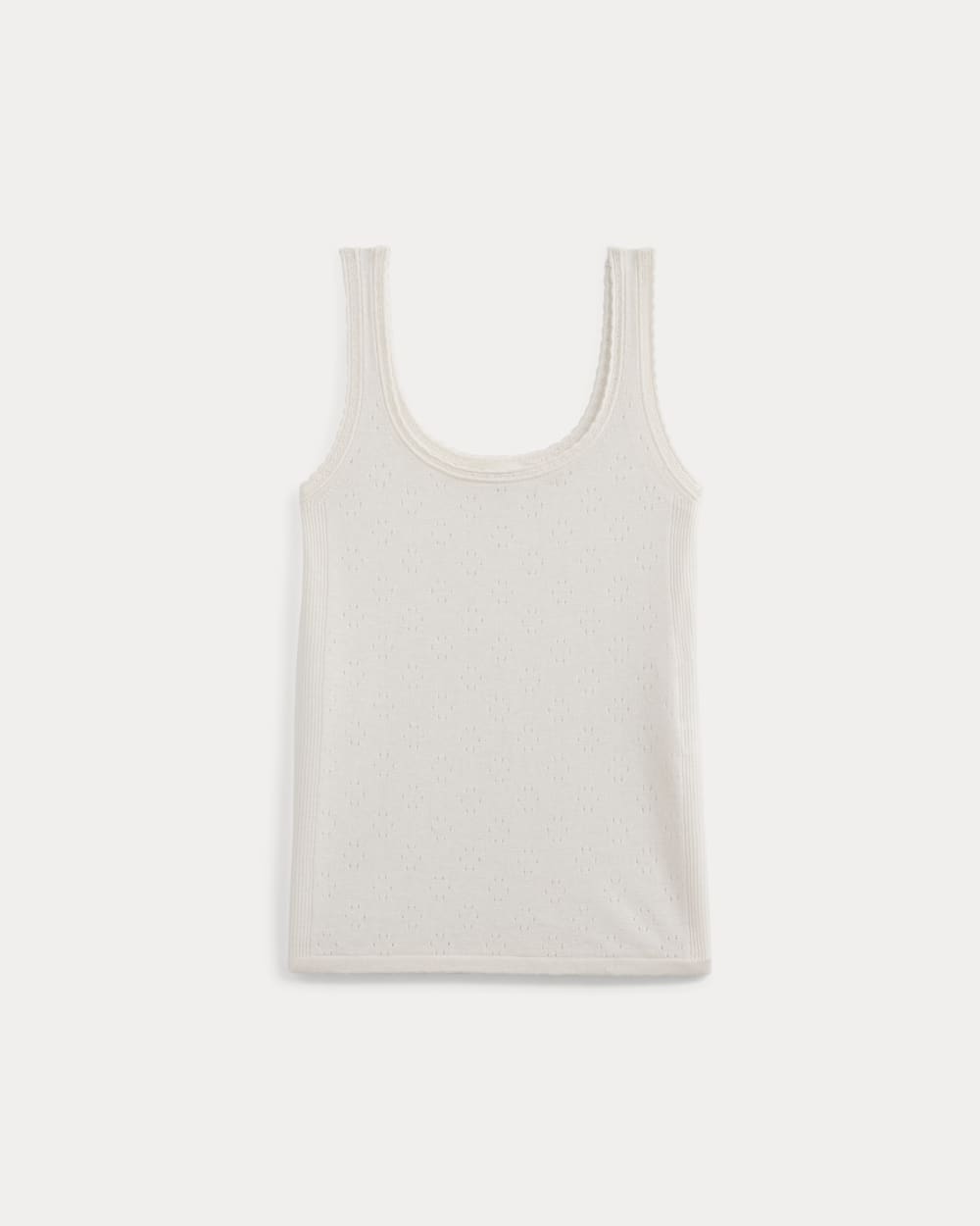 Lace-Trimmed Tank in Fine Linen in Bone — alternate view