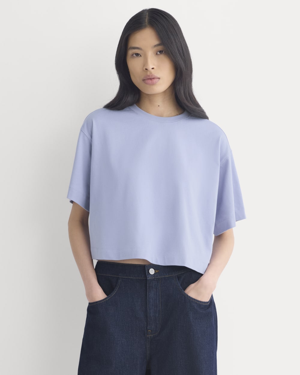 Forever Jersey Cropped Tee in Aleutian — front view