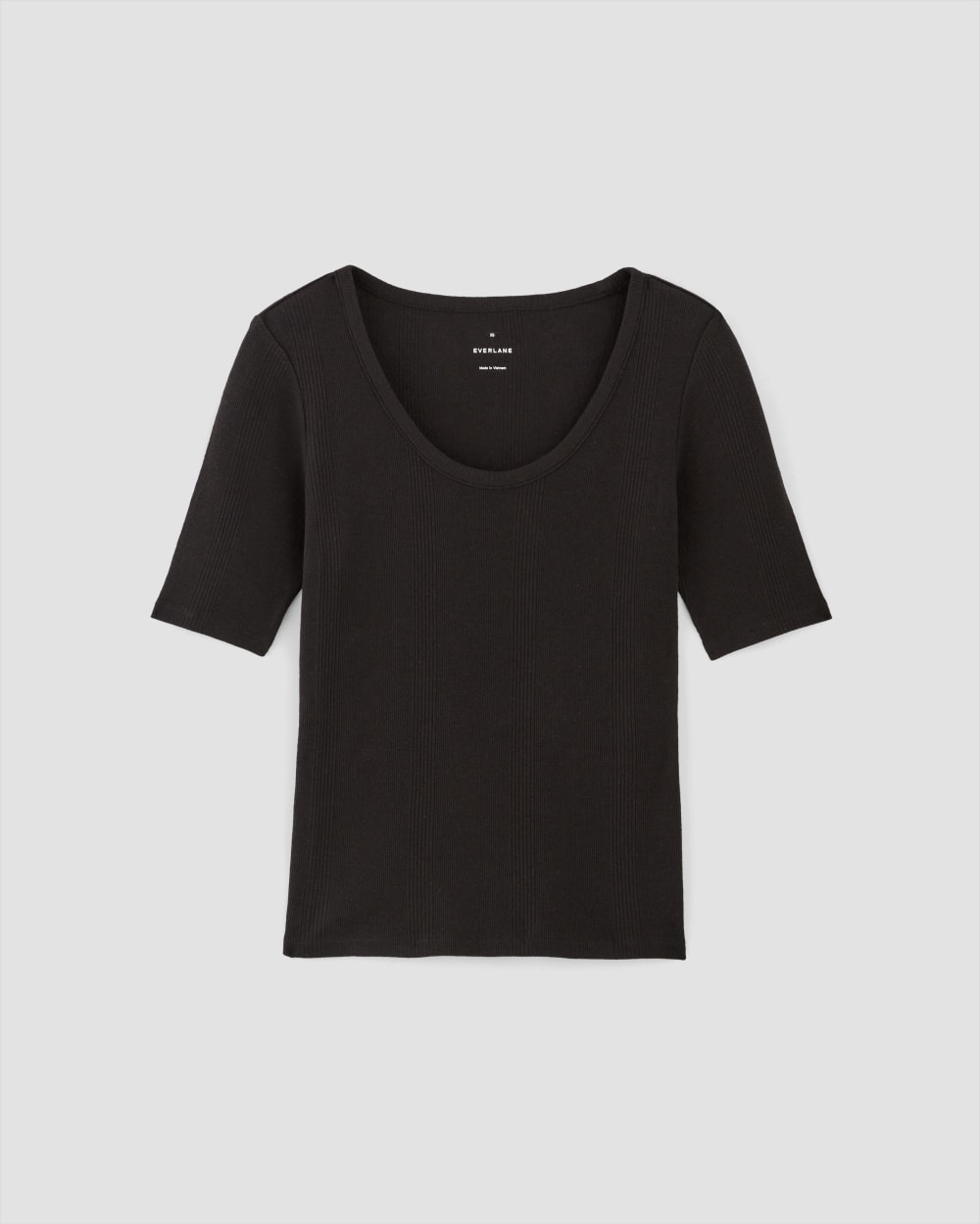 The Vintage Rib Scoop-Neck Top in Black — alternate view