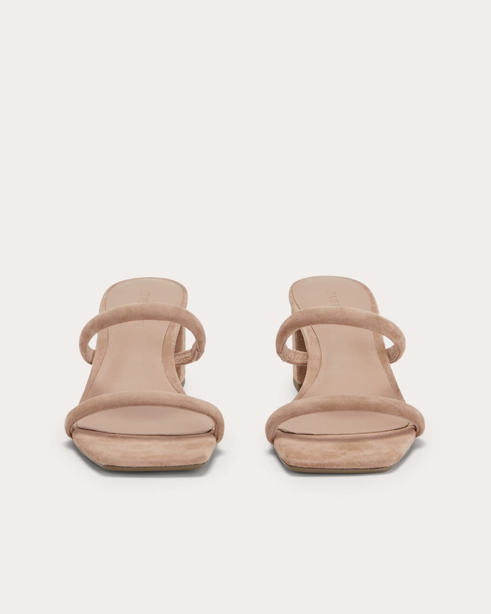 The Double Strap Heel in Blush Tan — detail view