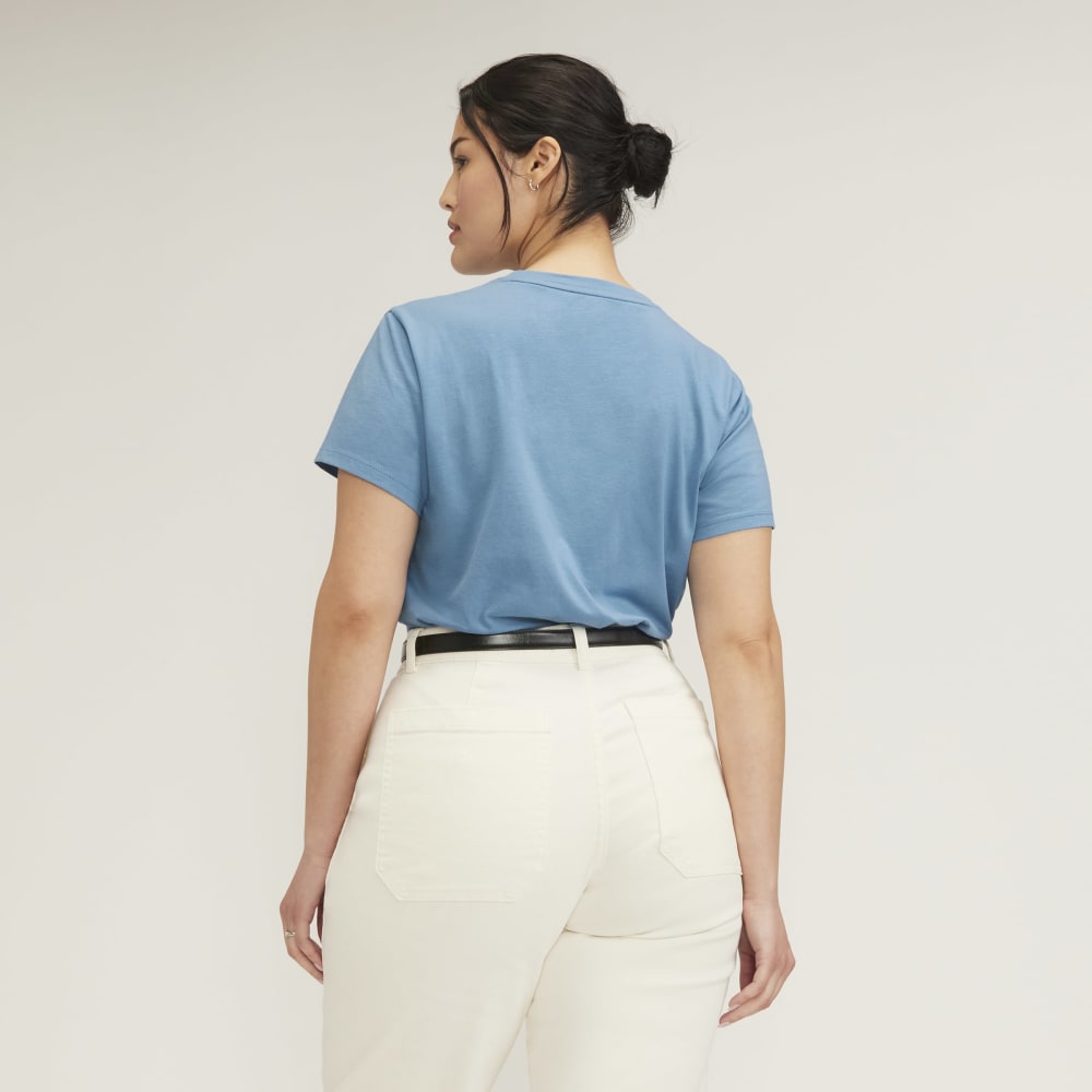 The Box-Cut Tee in Essential Cotton in Heritage Blue — detail view