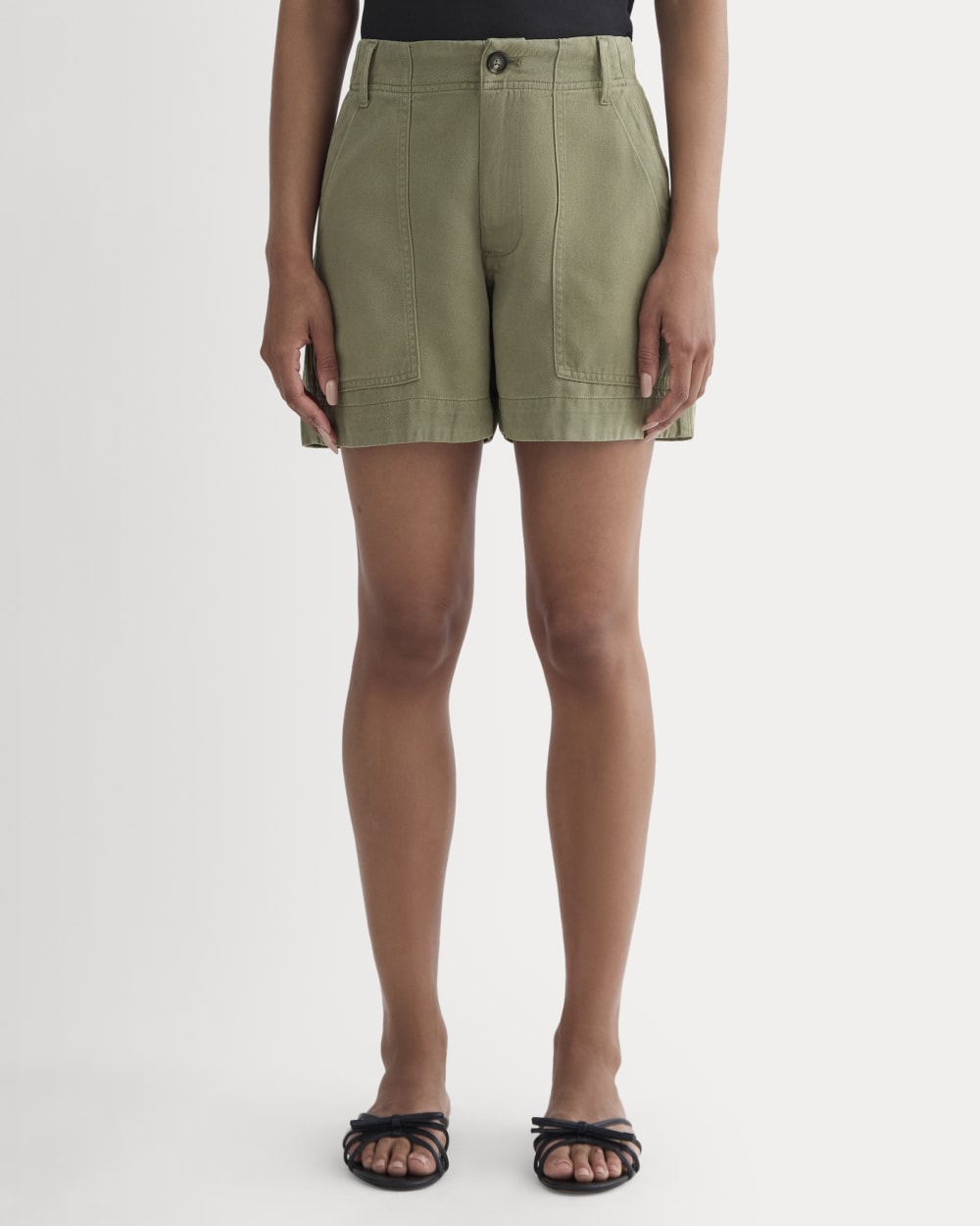 The Utility Short in Buttersoft in Lichen Green — detail view