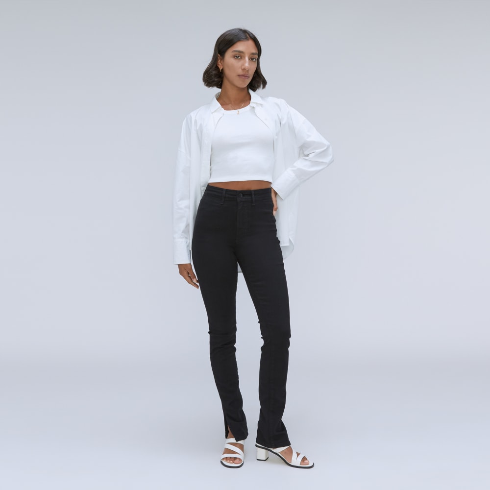 The Way-High® Skinny Split Hem Jean in Black — detail view