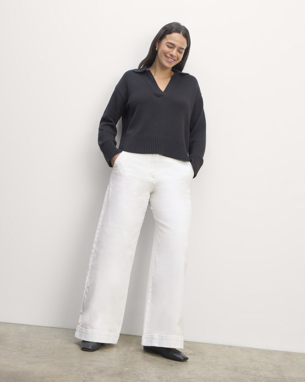 The Phoebe Trouser in White — front view