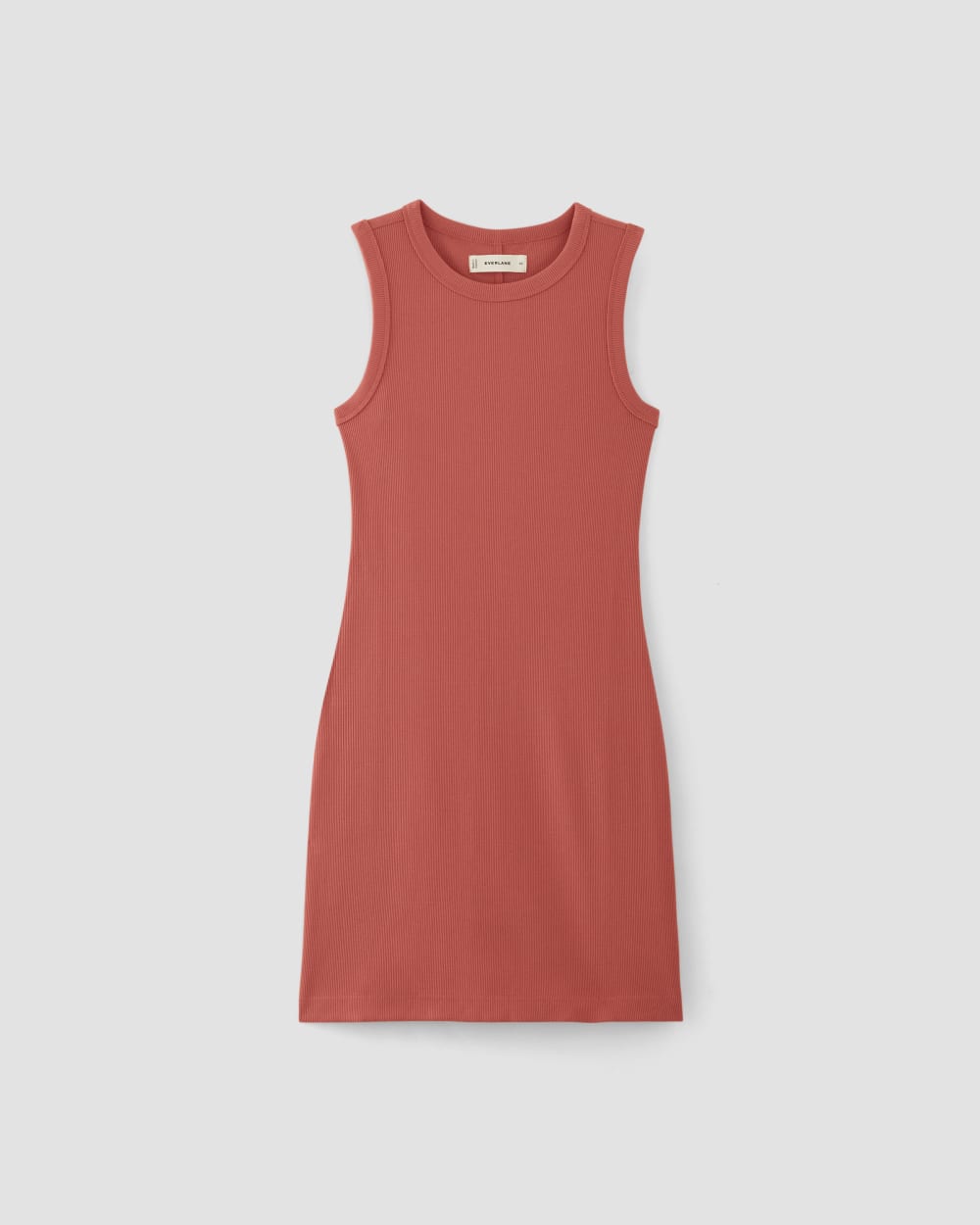 The Ribbed Mini Dress in Coral — alternate view