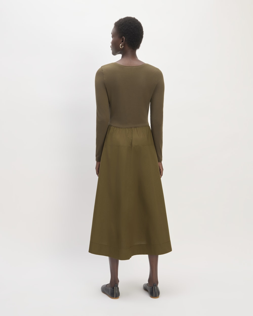 The Long-Sleeve Riviera Dress in Beech — detail view