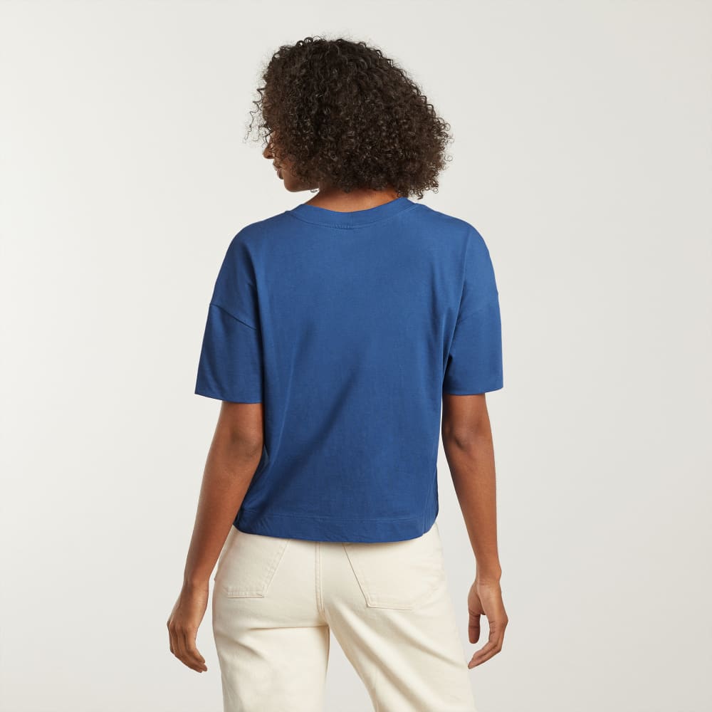 The Organic Cotton Slouchy V-Neck in Deep Blue — detail view