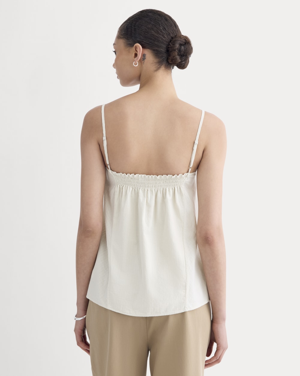 The Flowy Gauze Cami in Birch — detail view
