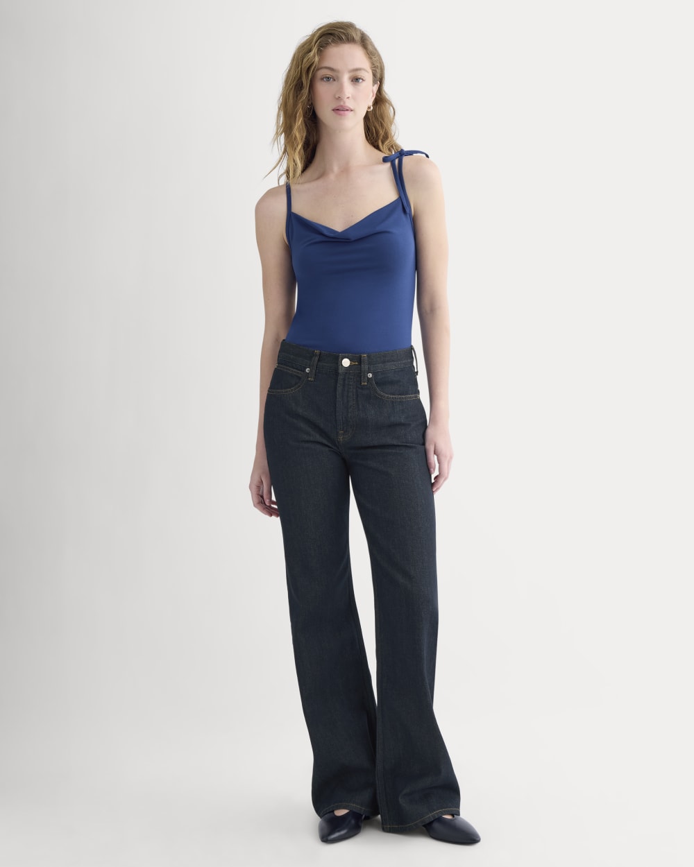 Tie-Shoulder Tank in Estate Blue — detail view