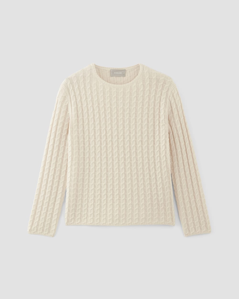 The Cotton Merino Cable Crew in Canvas — alternate view