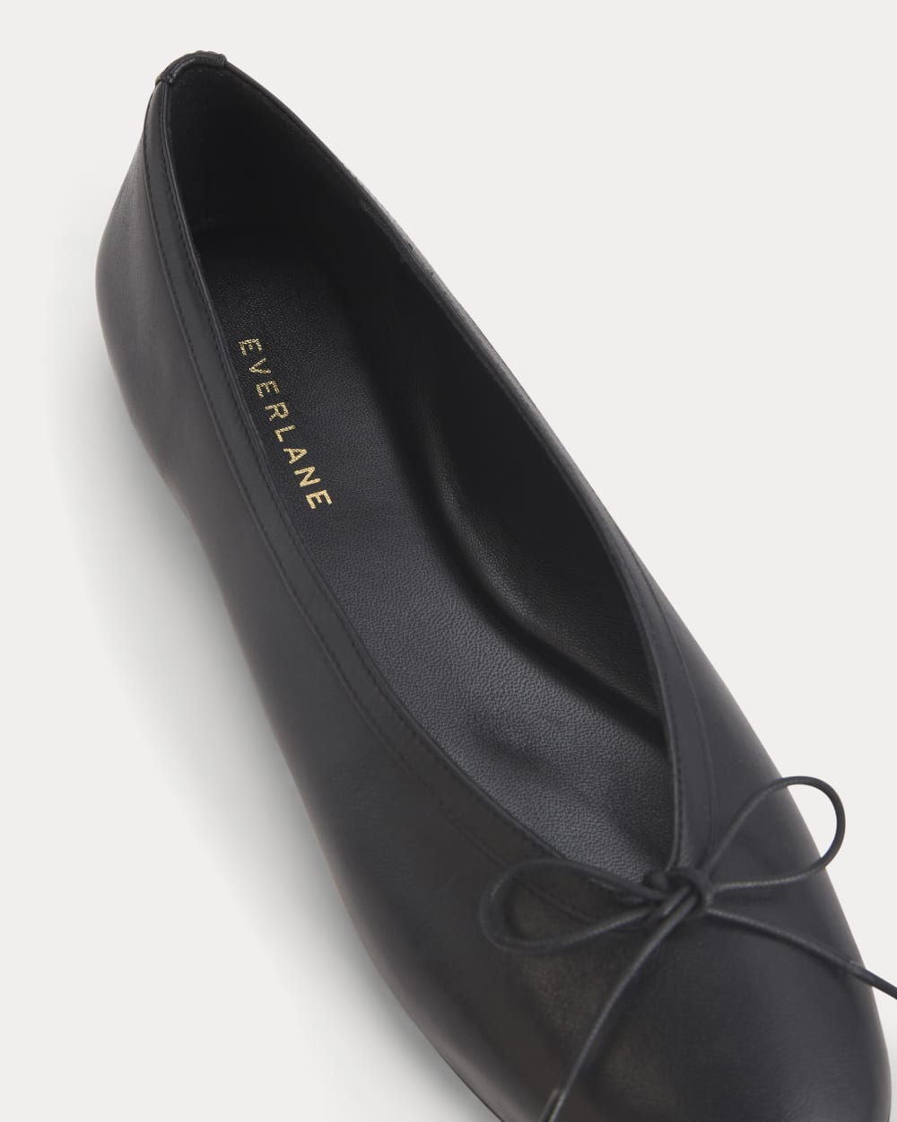 Made in Italy Ballet Flat in Black Leather — detail view