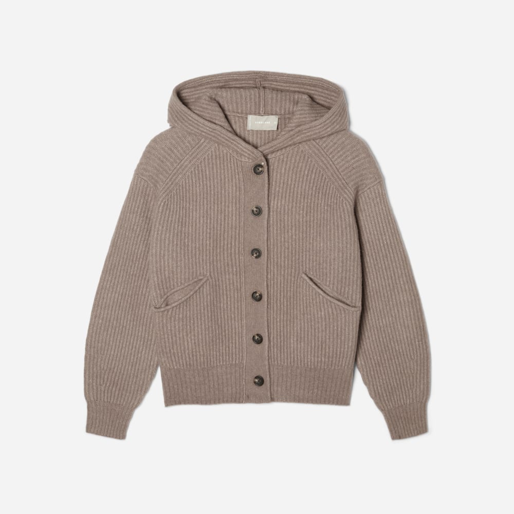 The Cozy-Stretch Hooded Cardigan in Taupe Grey — alternate view