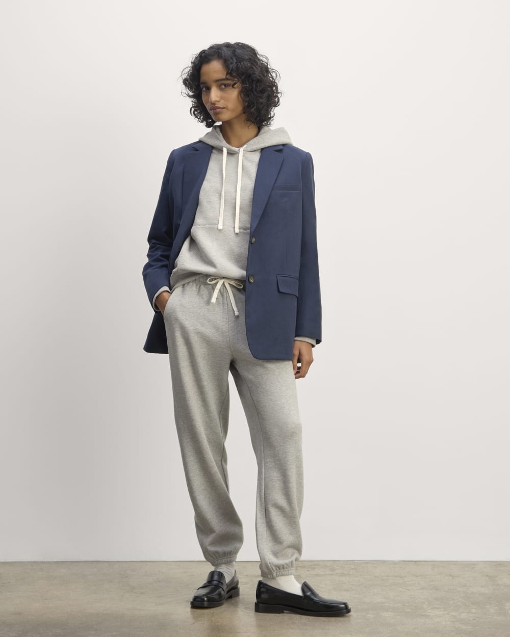 The Off-Duty Terry Hoodie in Heathered Grey — detail view