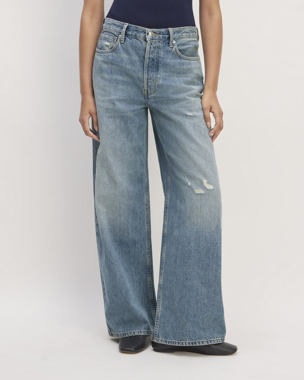 The Super Baggy Jean in Faded Indigo — detail view