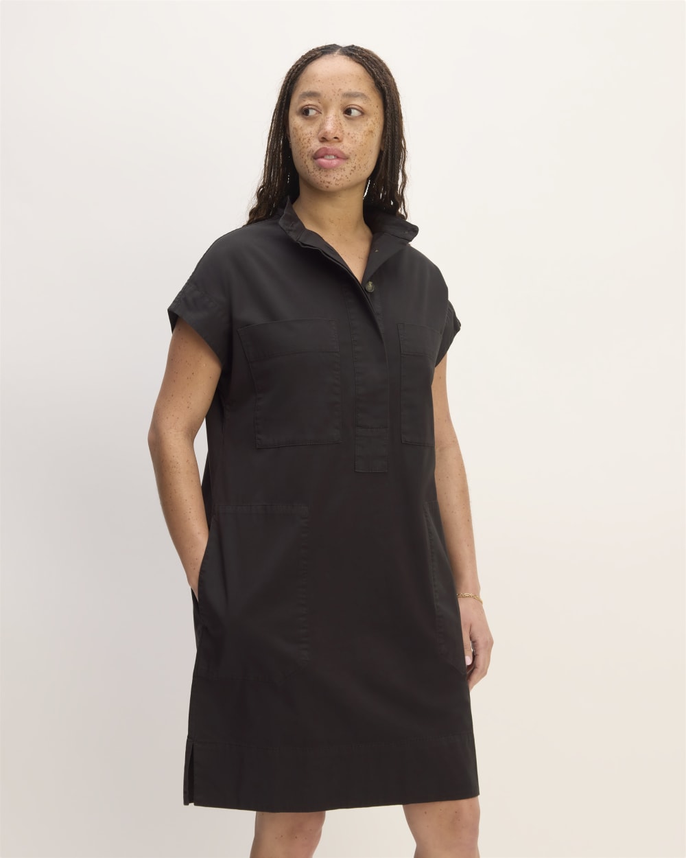 The Easy Workwear Dress in Black — front view