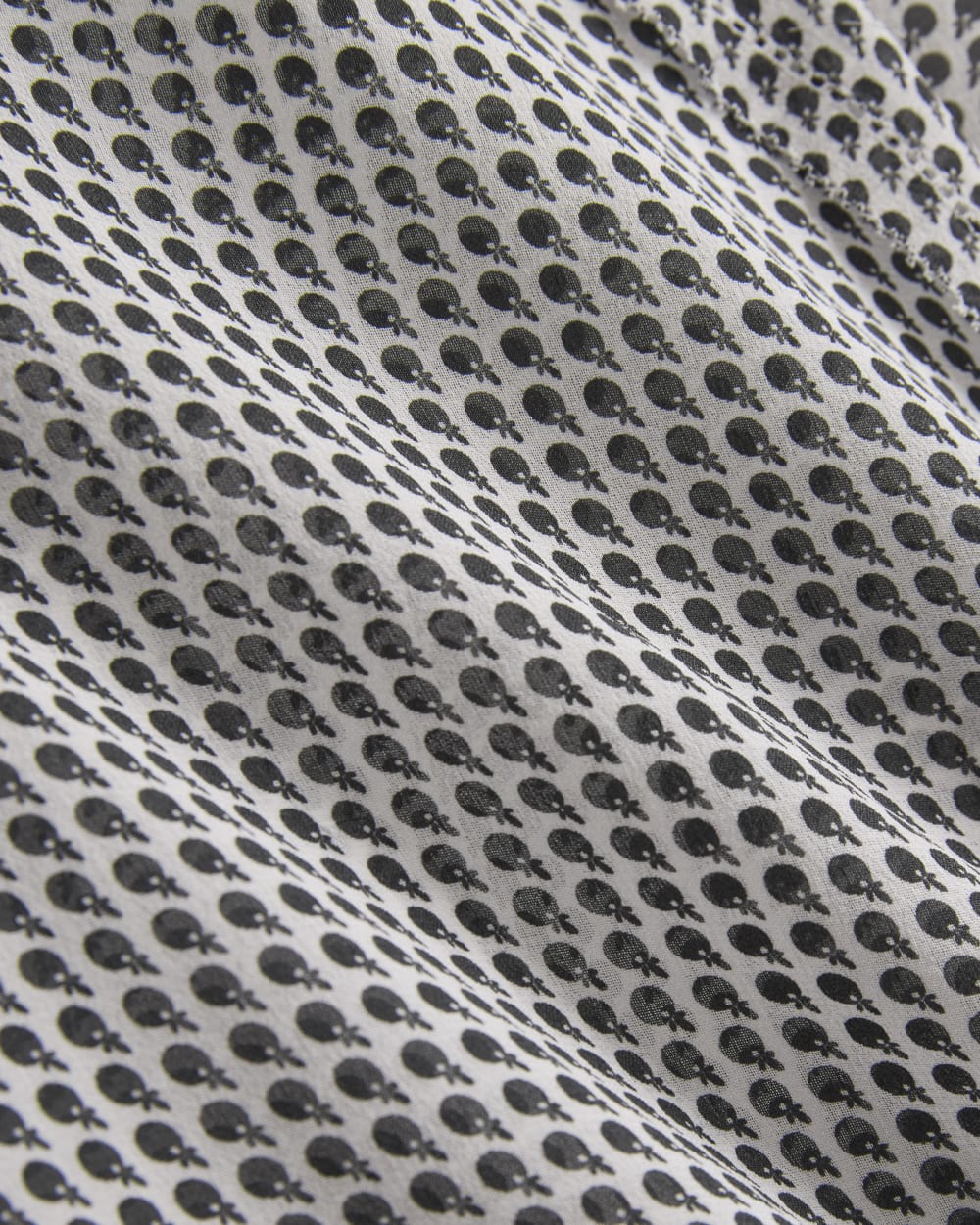 Notch Collar Shirt in Silk Georgette in Gardenia/Black Micro Dot — detail view
