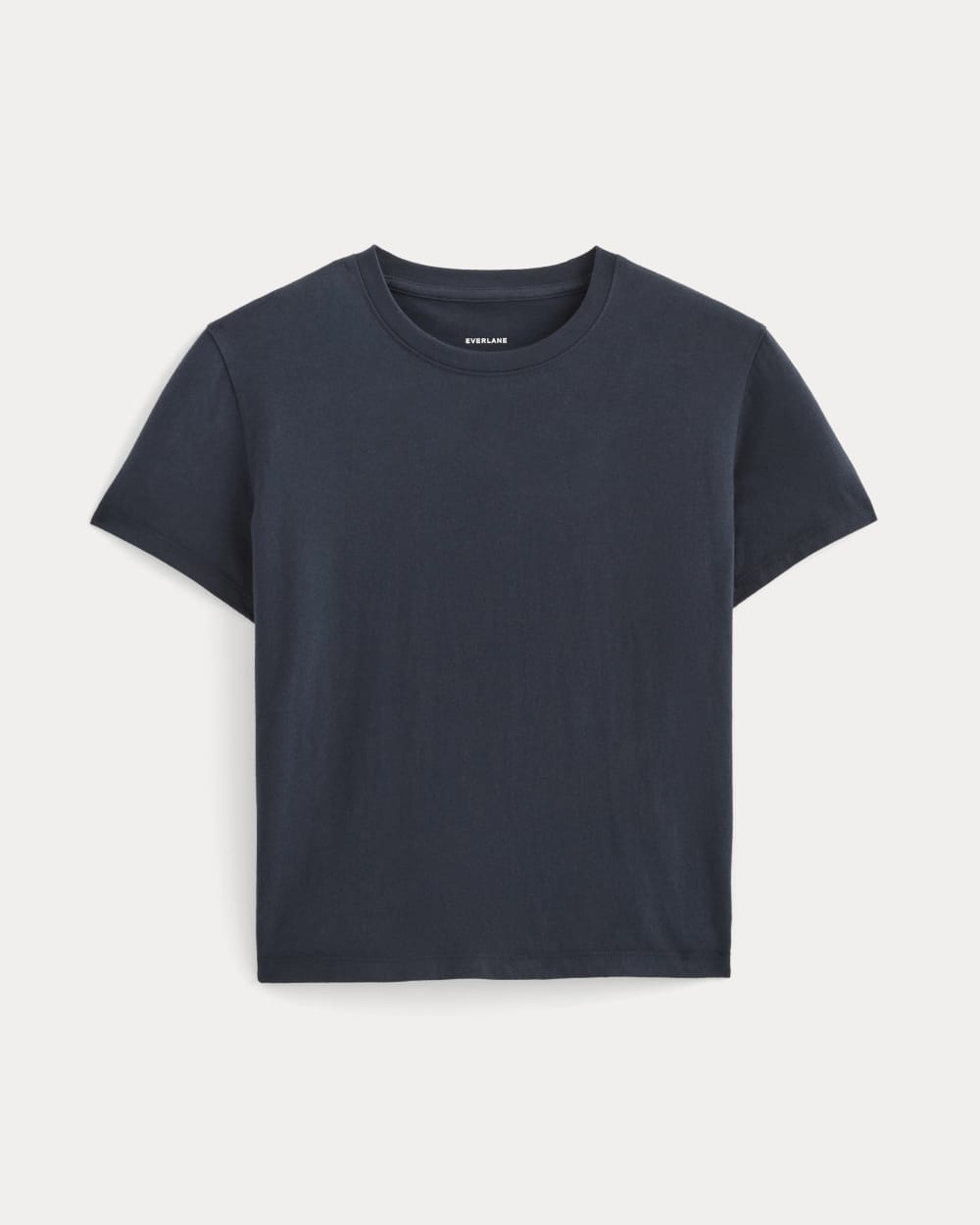 The Box-Cut Tee in Essential Cotton in Navy — alternate view