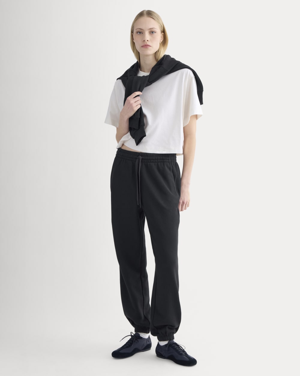 Lightweight Terry Jogger in Black — front view