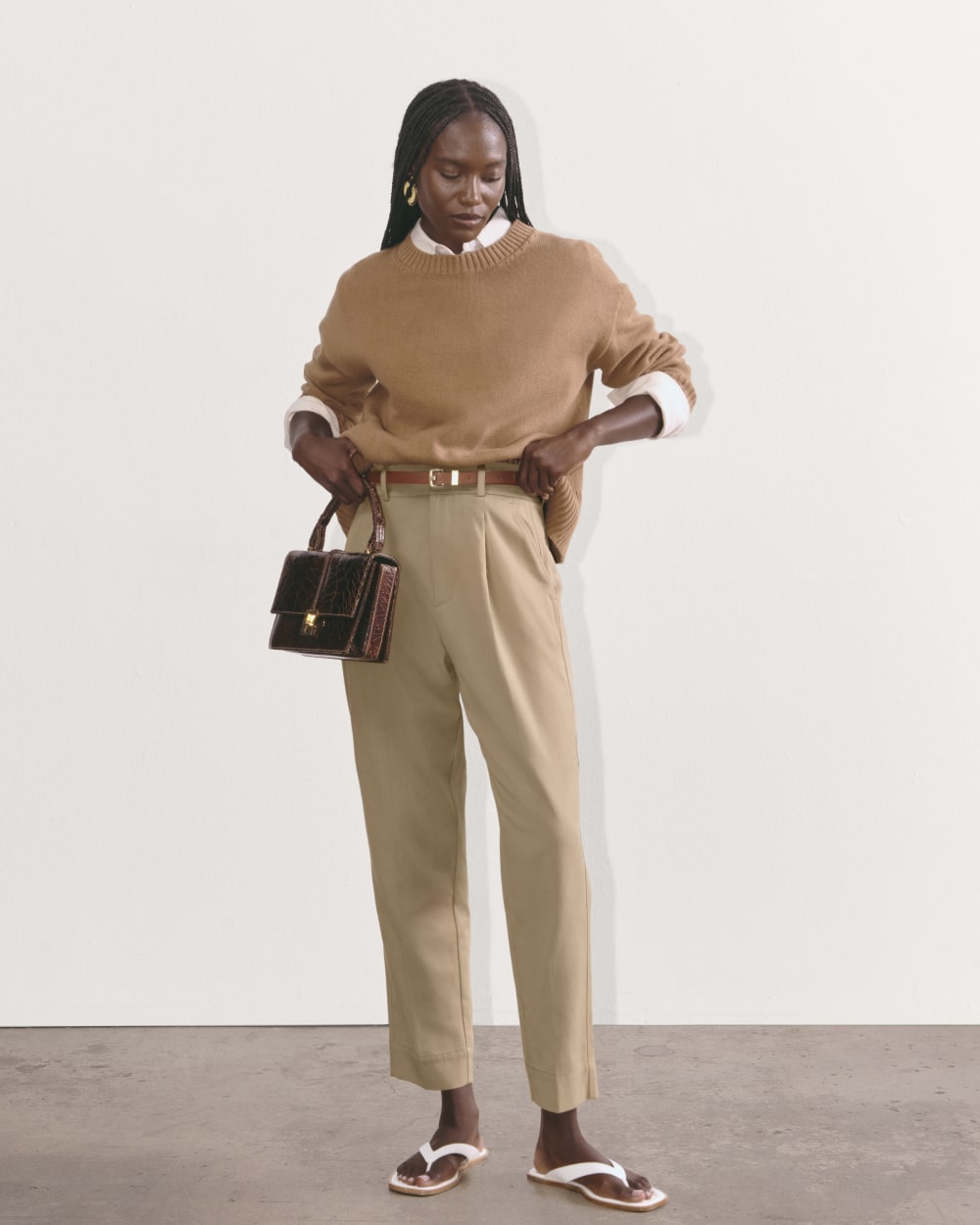 The Draper Tapered Pant in Buttersmooth in Ash Brown — front view