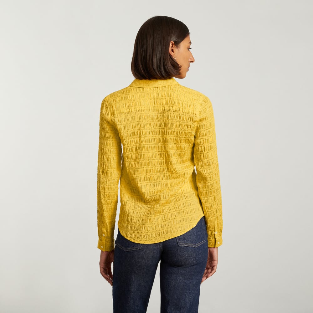 The Button Smock Top in Super Lemon — detail view