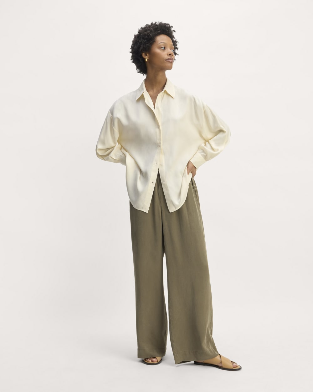 The Oversized Shirt in Butterlite in Bone — detail view