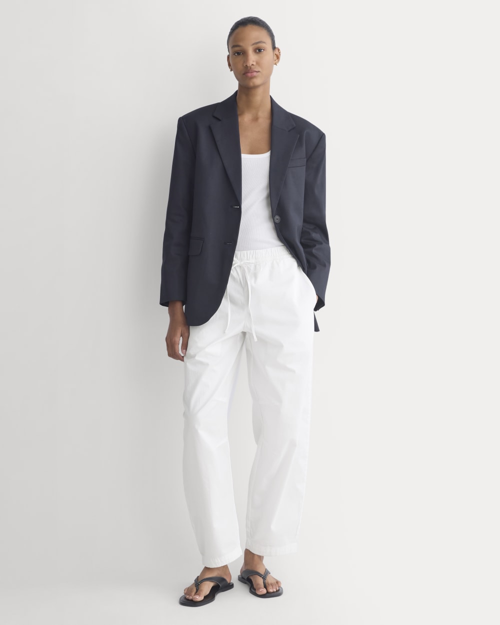 Pull-On Balloon Pant in White — front view