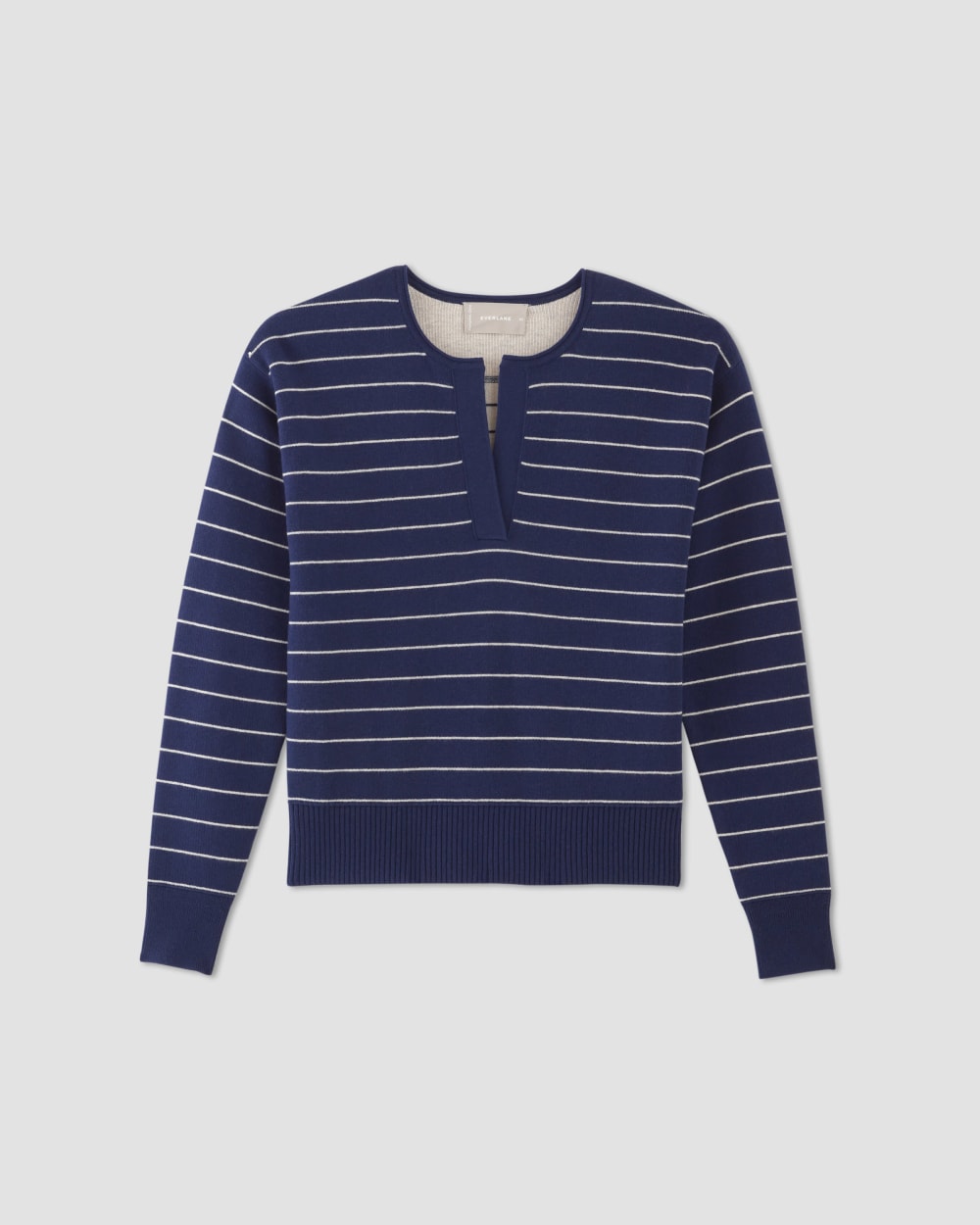 The Cotton-Merino Vintage Henley in Bright Navy / Canvas — alternate view