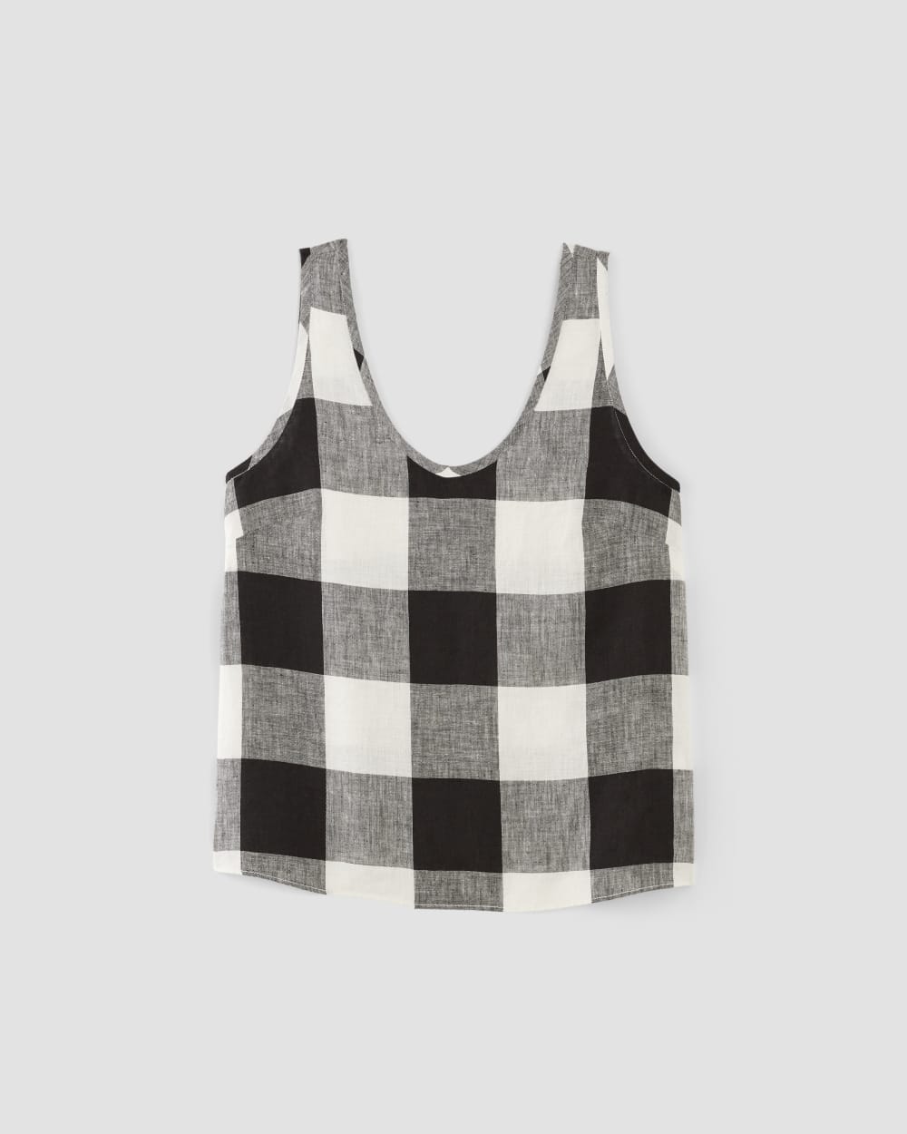 The Scoop Tank in Linen in Bone / Black Check — alternate view