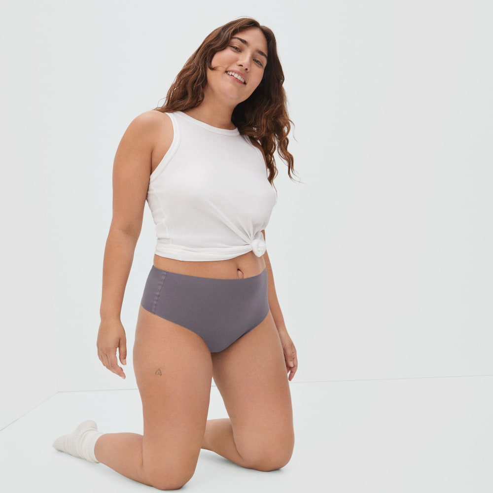 The Invisible High-Rise Thong in Plum Grey — detail view