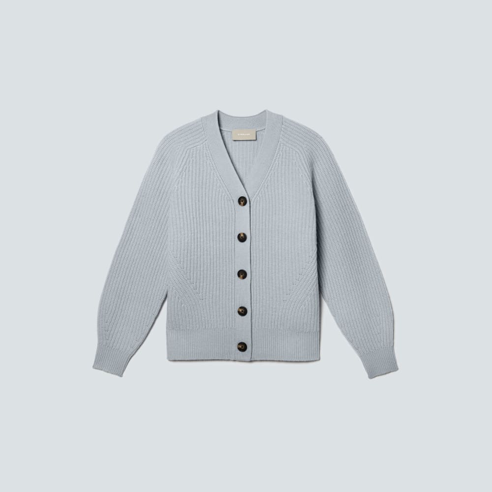 The Felted Merino Cardigan in Sky — alternate view