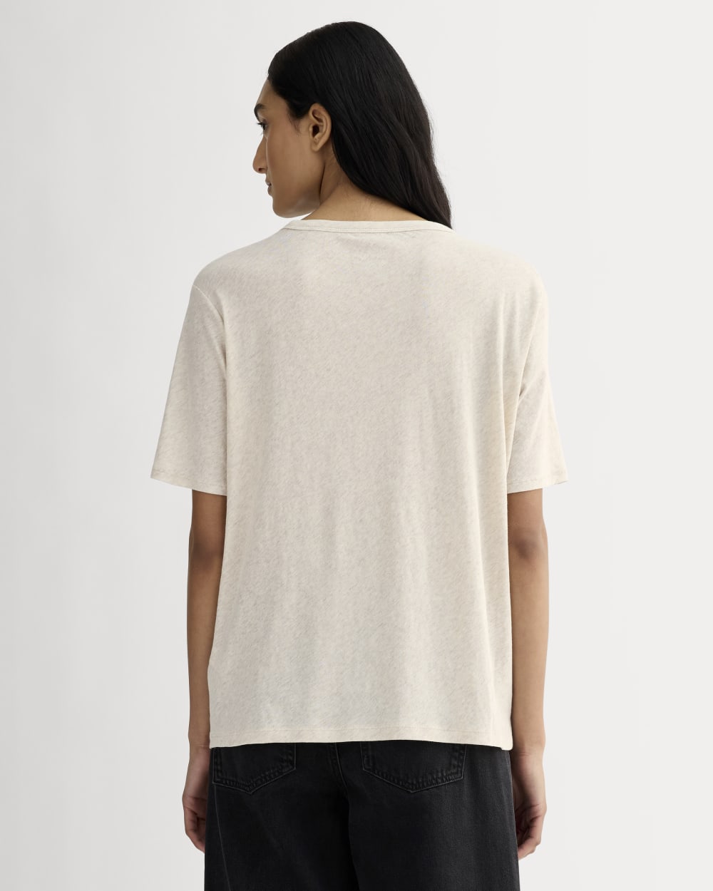 The Air Tee in Heathered Oat — detail view