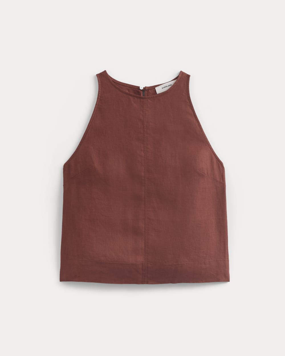The Linen High-Neck Tank in Henna Red — alternate view