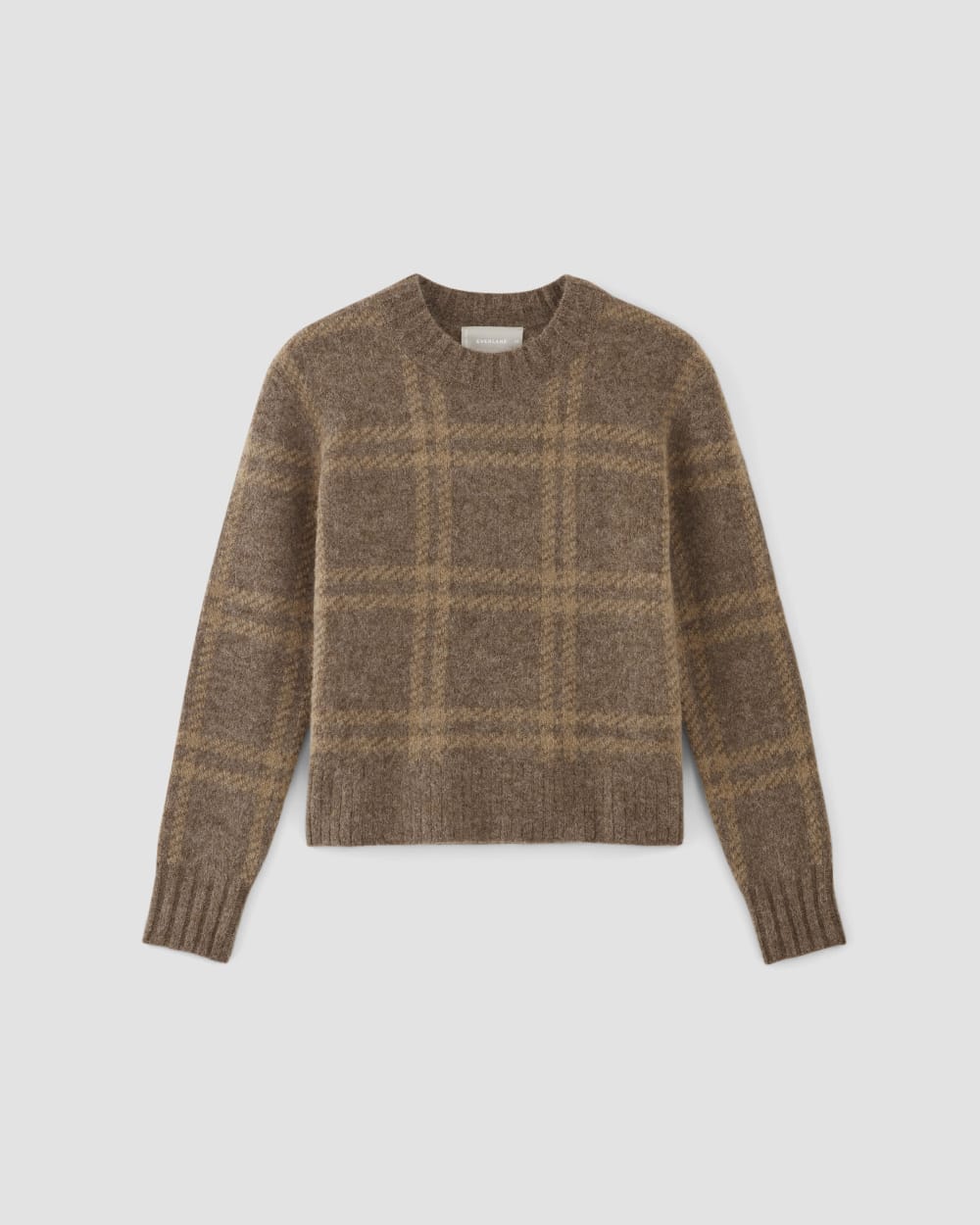 The Alpaca Cropped Crewneck Sweater in Cocoa / Tiger's Eye — alternate view