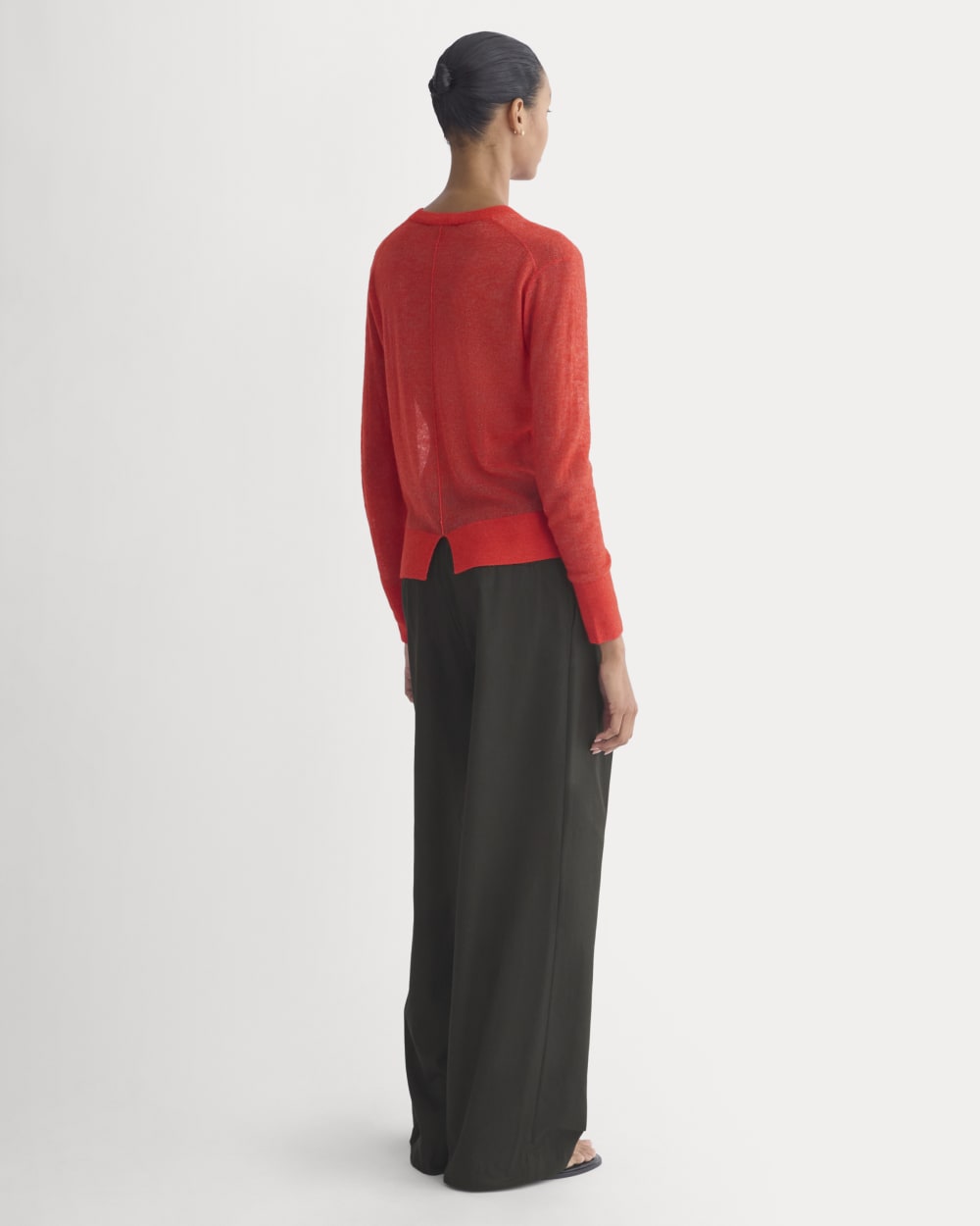The Air Alpaca™ Relaxed Crew Top in Fiery Red — detail view