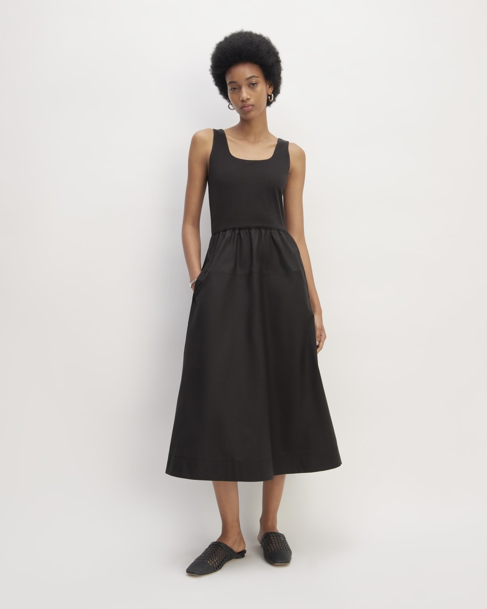 The Supima® Jersey Riviera Dress in Black — front view