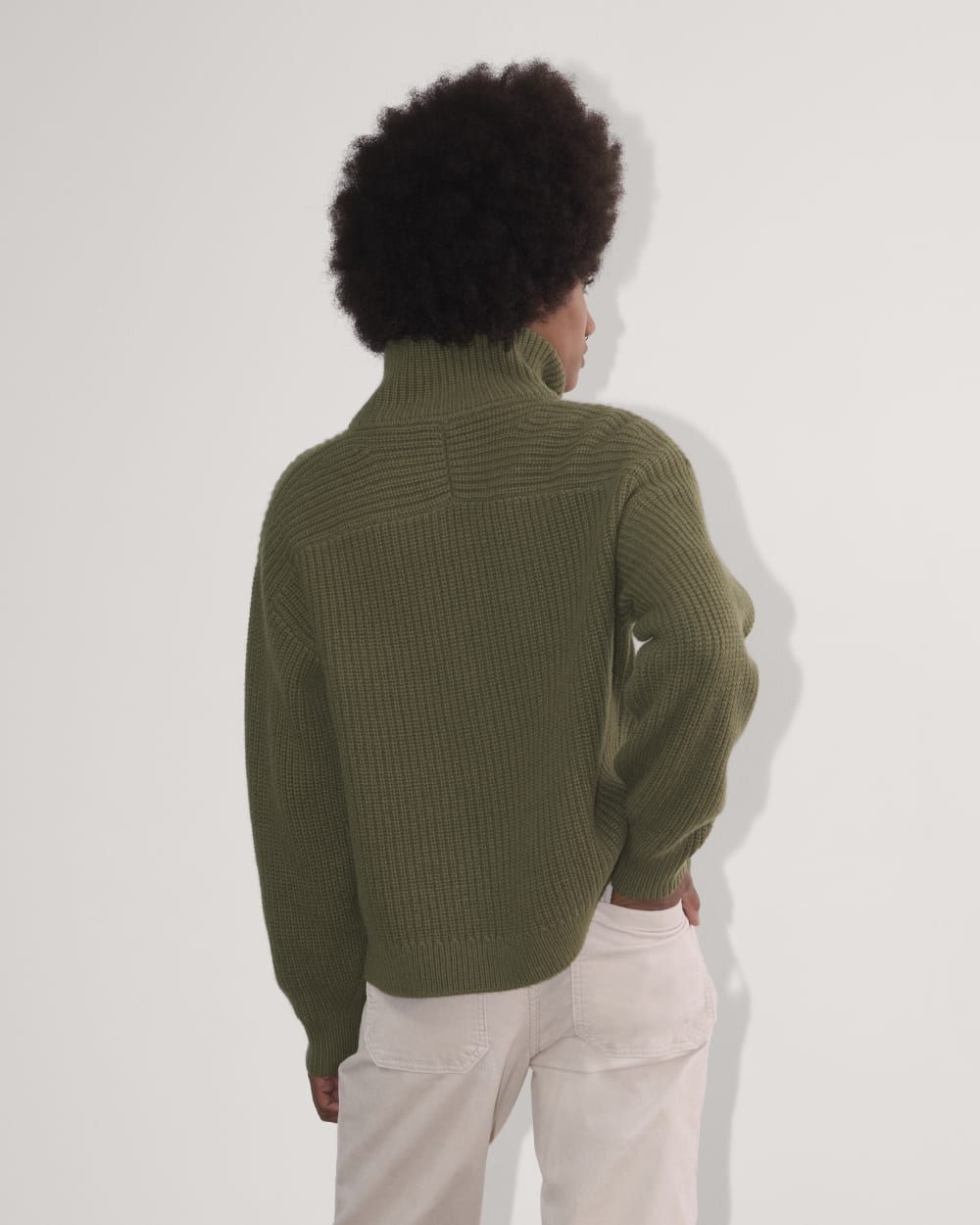 The Half-Zip Sweater in Luxe Merino in Kalamata — detail view