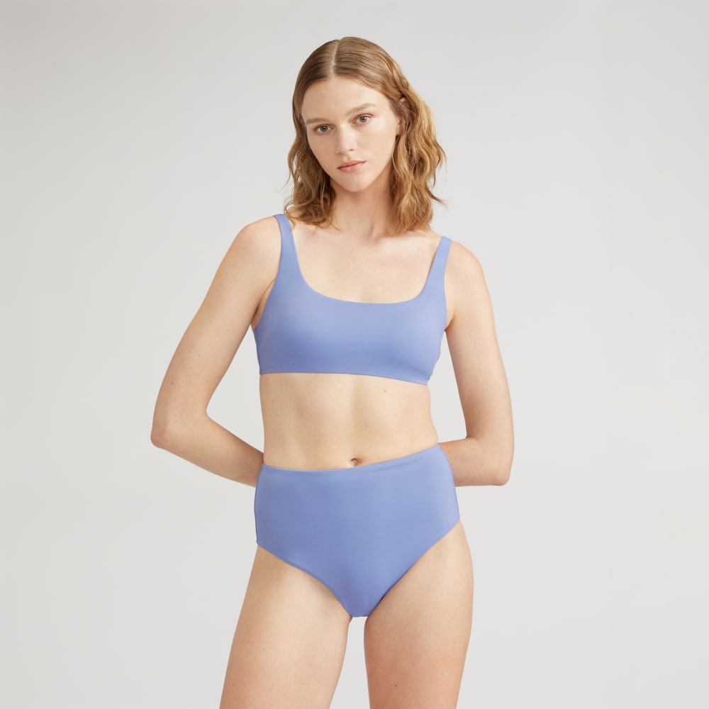 The Square-Neck Bikini Top in Cornflower Blue — front view