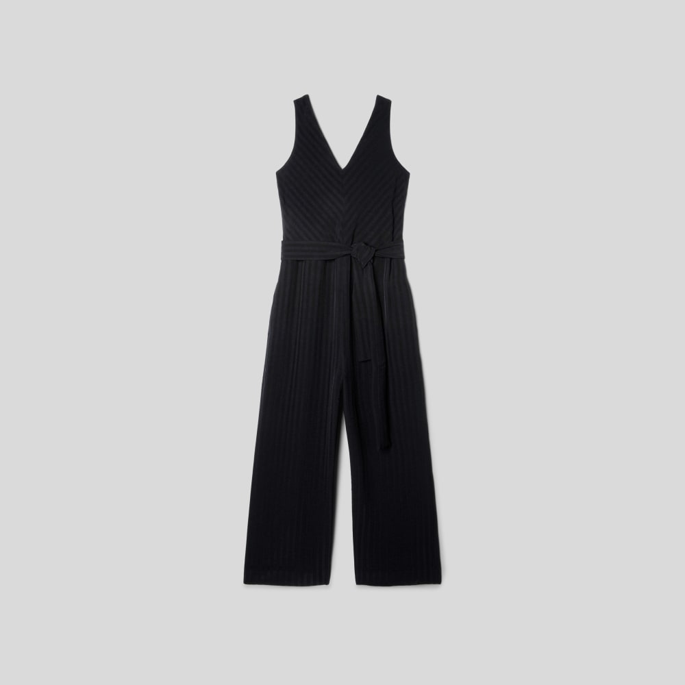 The City Stripe Draped Jumpsuit in Black — alternate view