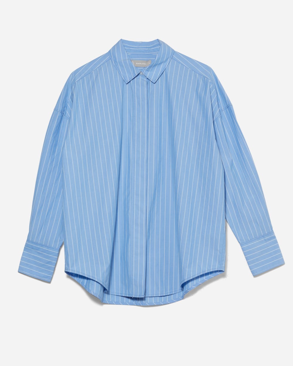 The Oversized Poplin Shirt in Powder Blue / White — detail view