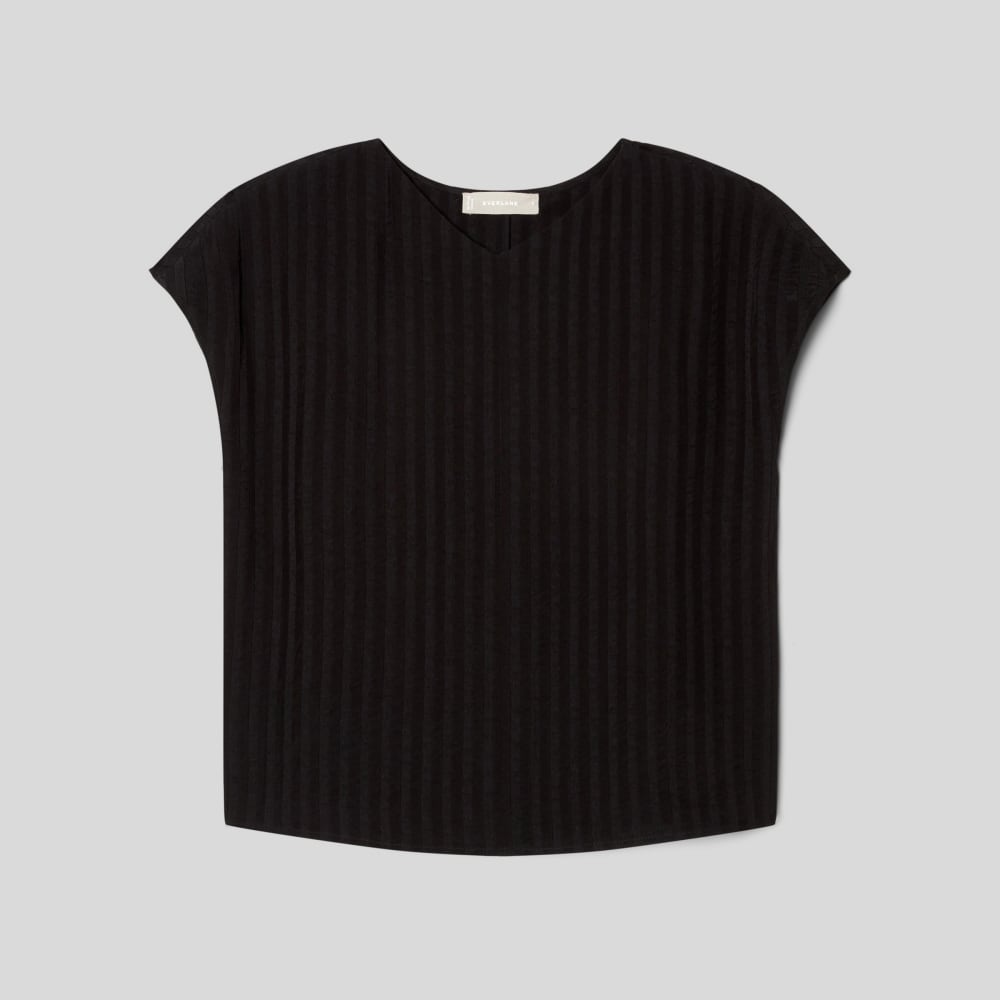 The City Stripe V-Neck Top in Black — alternate view