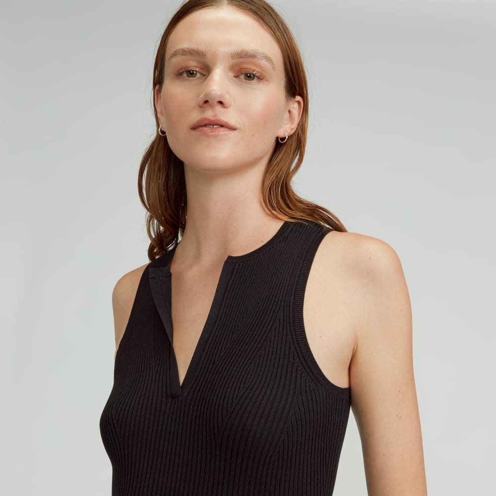 The Ribbed Cutaway Tank in Black — detail view