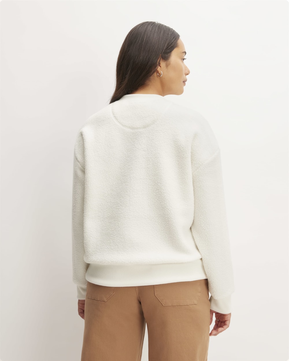 The ReNew Fleece Oversized Crew in Bone — detail view