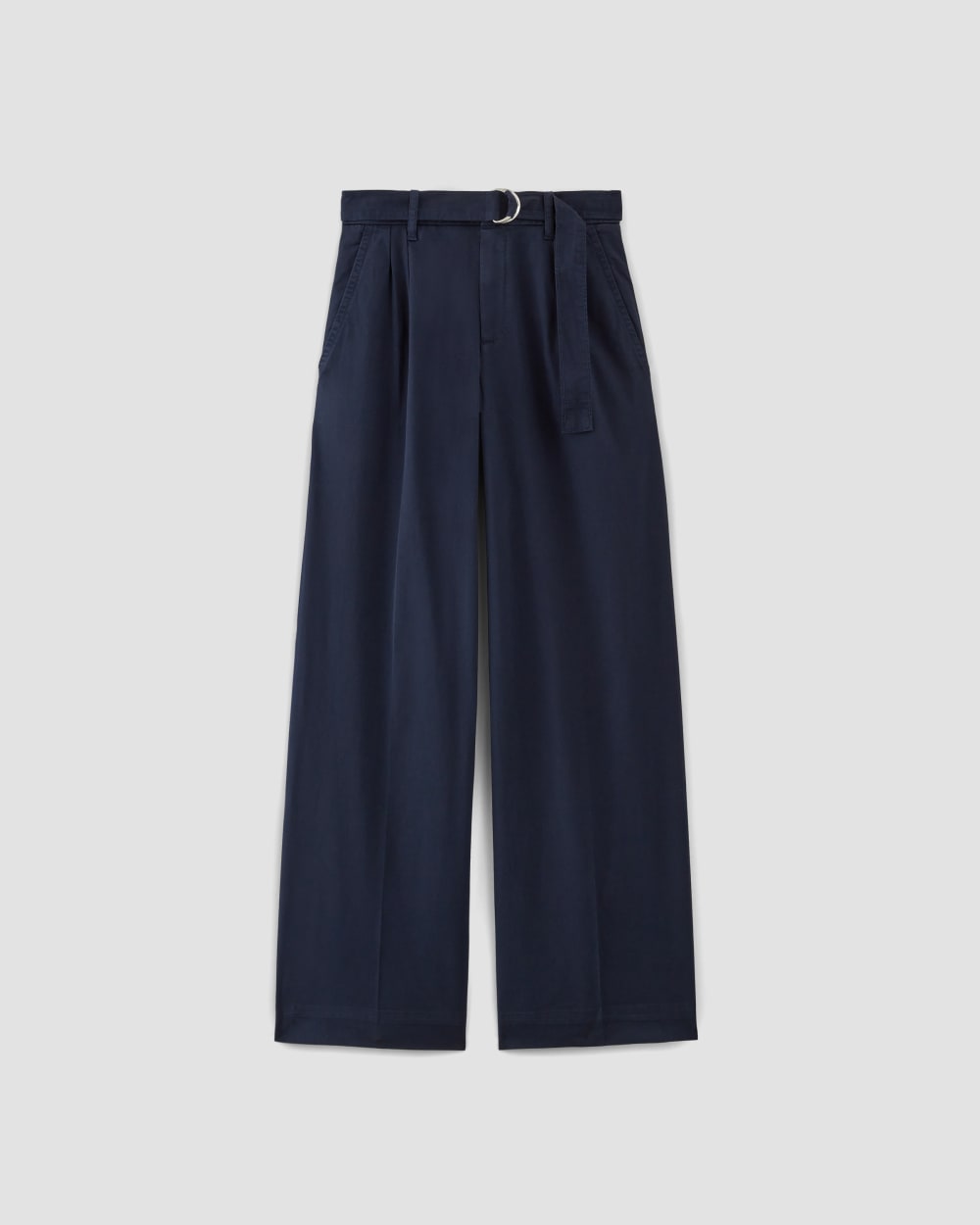 The Pleated Wide-Leg Chino in Navy — alternate view
