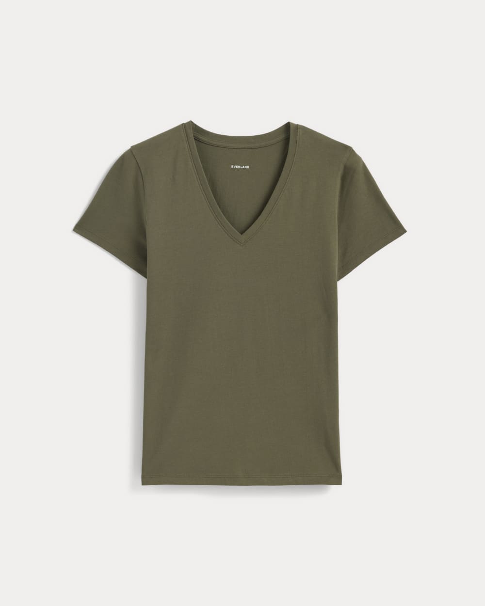 The Slim V-Neck Tee in Essential Cotton in Kalamata — alternate view