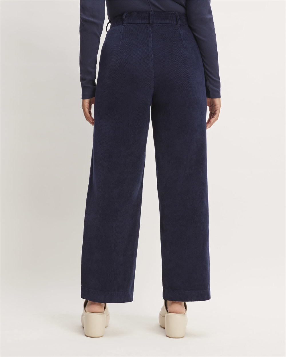 The Corduroy Wide-Leg Pant in Navy — detail view